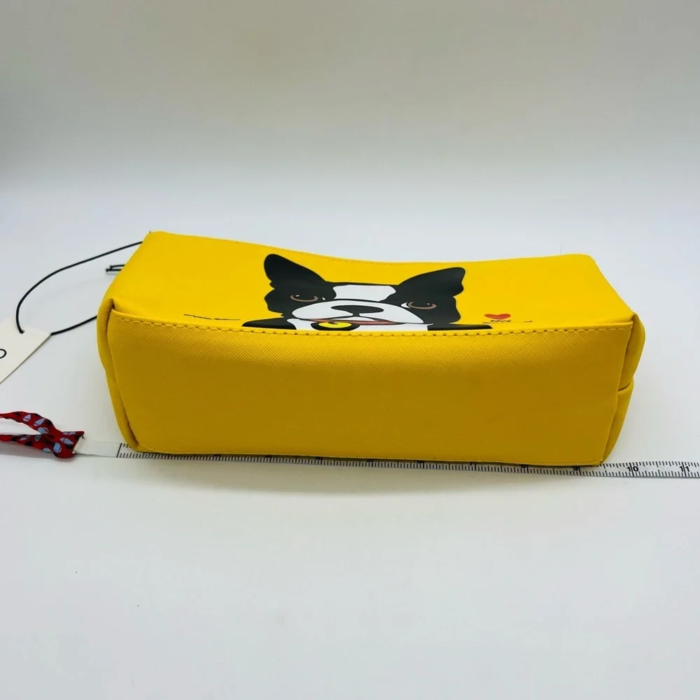 Marc Tetro Yellow Boston Terrier Cosmetic Pouch NWT